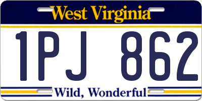 WV license plate 1PJ862