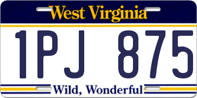 WV license plate 1PJ875