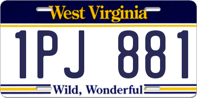 WV license plate 1PJ881