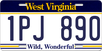 WV license plate 1PJ890