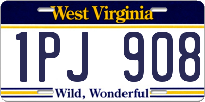 WV license plate 1PJ908