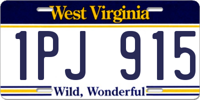 WV license plate 1PJ915