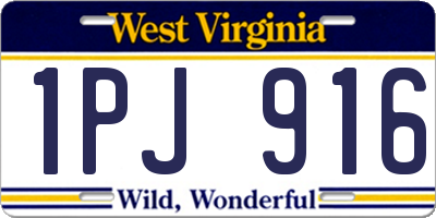 WV license plate 1PJ916