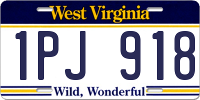 WV license plate 1PJ918