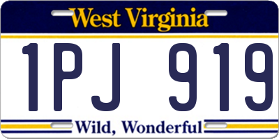 WV license plate 1PJ919