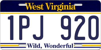 WV license plate 1PJ920