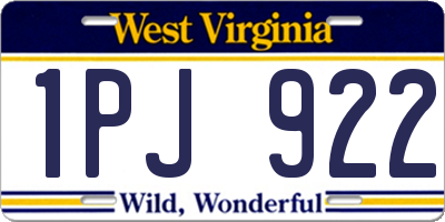 WV license plate 1PJ922