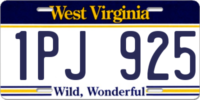 WV license plate 1PJ925