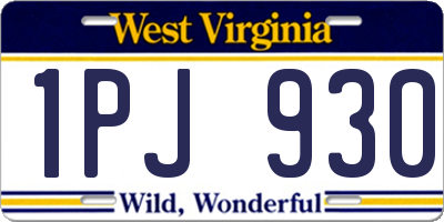 WV license plate 1PJ930