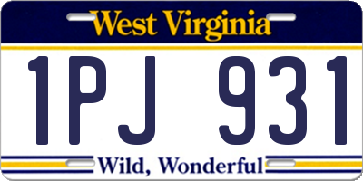 WV license plate 1PJ931
