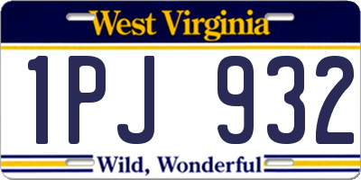 WV license plate 1PJ932