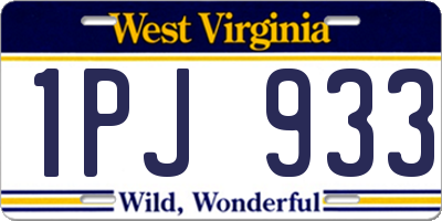 WV license plate 1PJ933