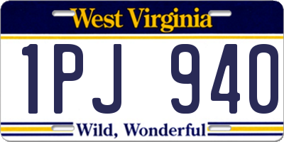 WV license plate 1PJ940