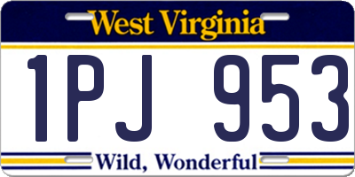 WV license plate 1PJ953