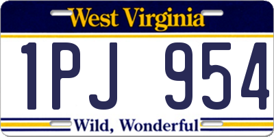 WV license plate 1PJ954