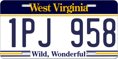 WV license plate 1PJ958