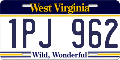 WV license plate 1PJ962