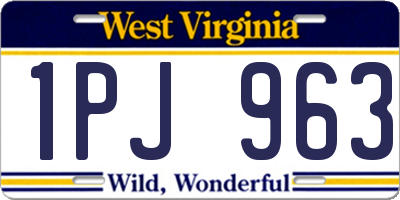 WV license plate 1PJ963