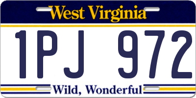WV license plate 1PJ972