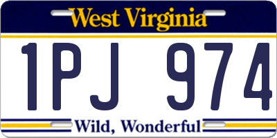 WV license plate 1PJ974