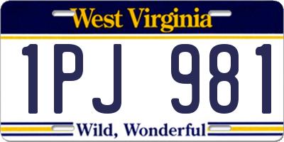 WV license plate 1PJ981