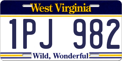 WV license plate 1PJ982