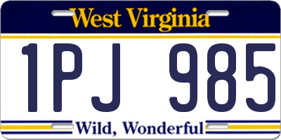 WV license plate 1PJ985
