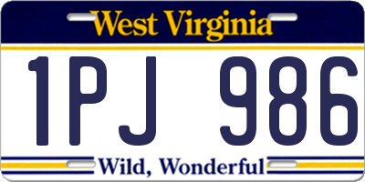 WV license plate 1PJ986