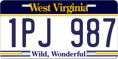 WV license plate 1PJ987