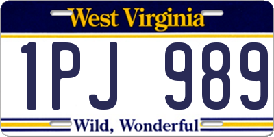 WV license plate 1PJ989