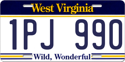 WV license plate 1PJ990