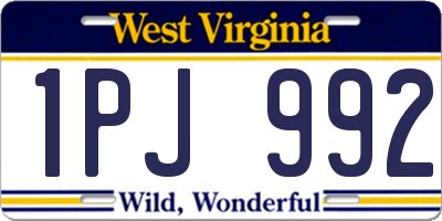 WV license plate 1PJ992