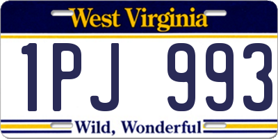 WV license plate 1PJ993