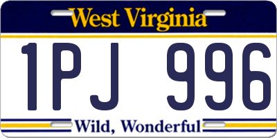 WV license plate 1PJ996