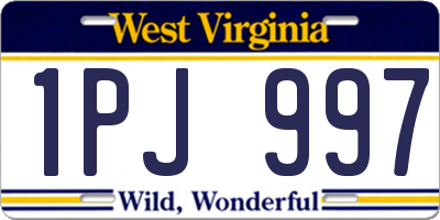 WV license plate 1PJ997