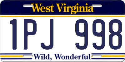 WV license plate 1PJ998