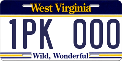 WV license plate 1PK000