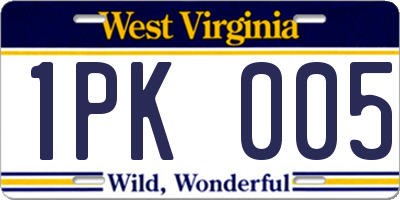 WV license plate 1PK005