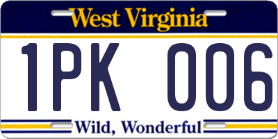 WV license plate 1PK006