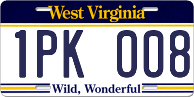 WV license plate 1PK008