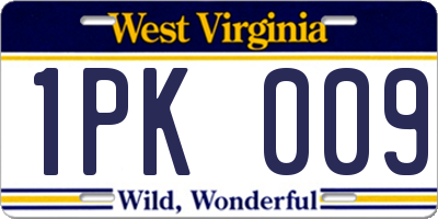 WV license plate 1PK009