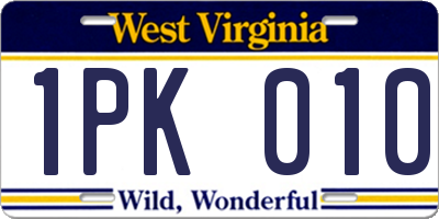 WV license plate 1PK010