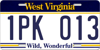 WV license plate 1PK013