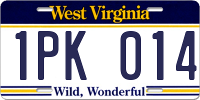 WV license plate 1PK014
