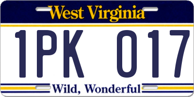 WV license plate 1PK017