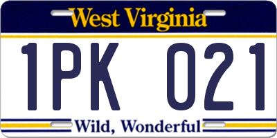 WV license plate 1PK021