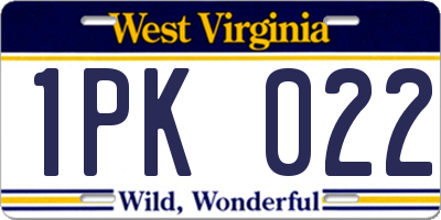 WV license plate 1PK022