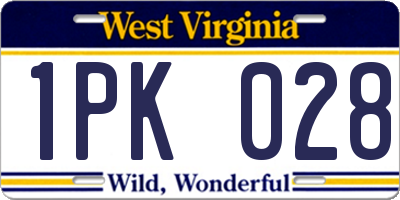 WV license plate 1PK028
