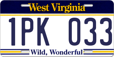 WV license plate 1PK033