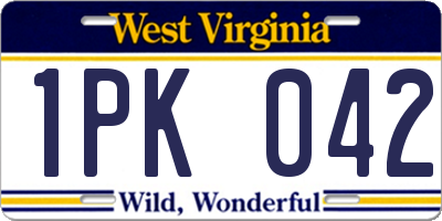 WV license plate 1PK042
